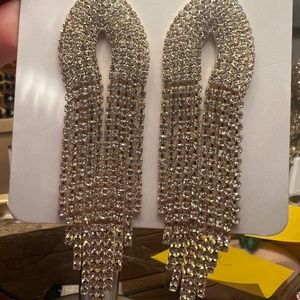Light gold rhinestone statement earrings
